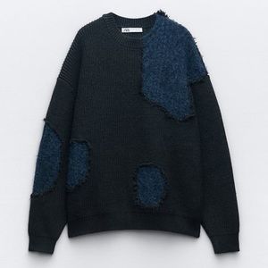 Oversized Patchwork Knit Sweater | Zara